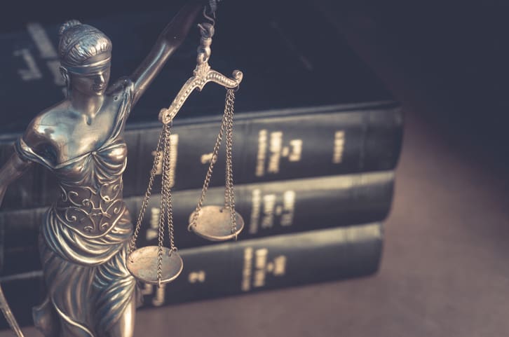 Legal law concept image, scales of justice and books